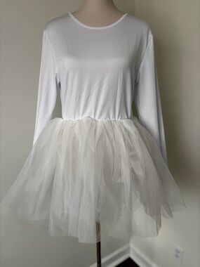 White Ballet Tutu Dress with Layered Tulle Skirt
